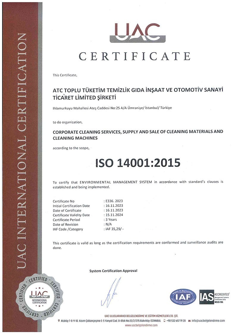 iso 14001 2015 en Kalite