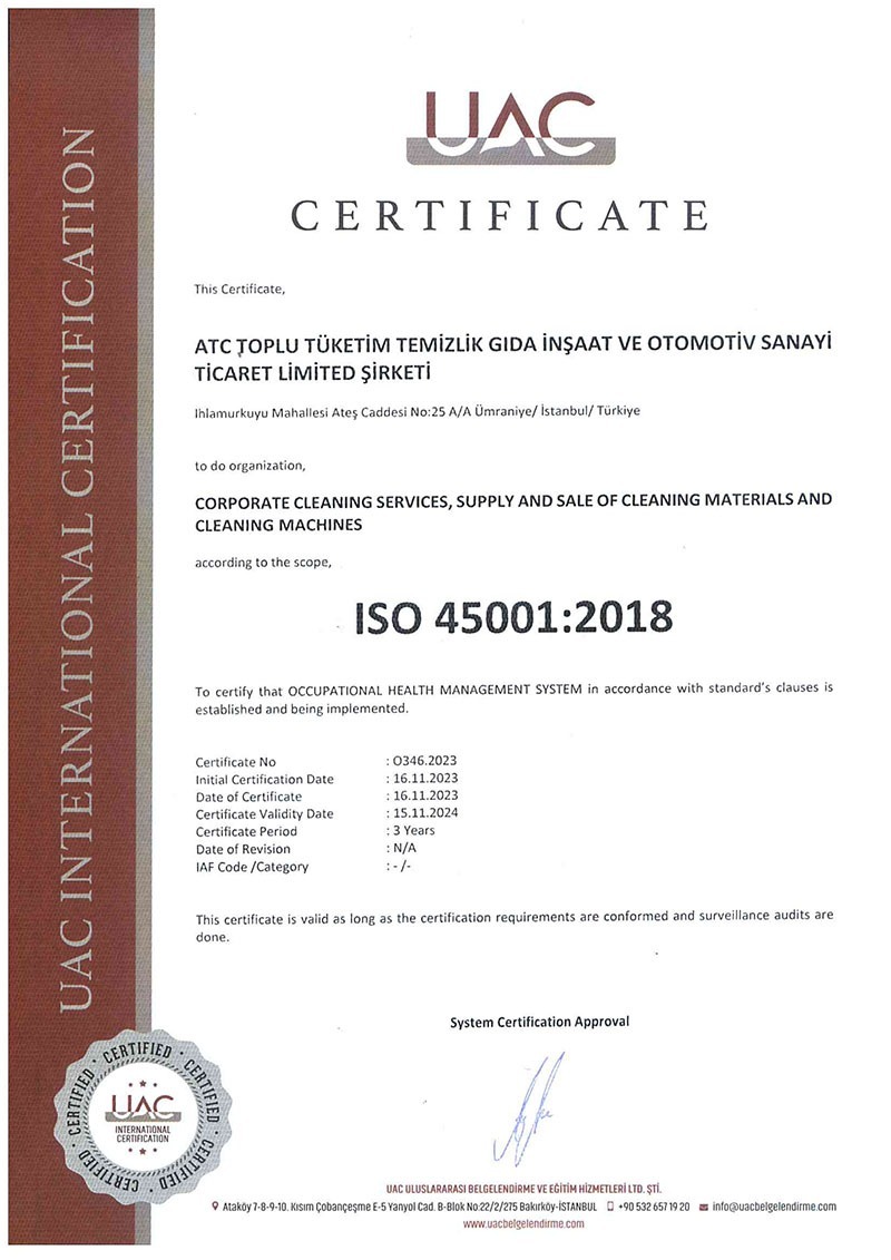 iso 45001 2018 en Kalite
