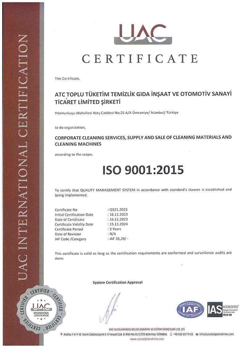 iso 9001 2015 en Kalite