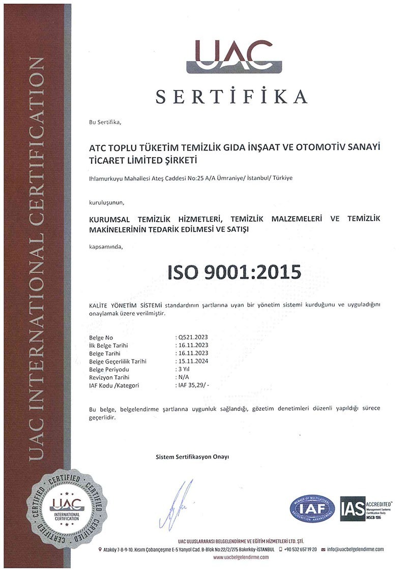 iso 9001 2015 Kalite